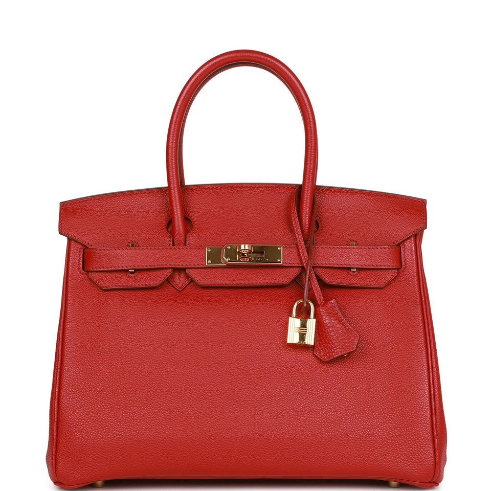 Hermes Birkin 30 Rouge Garance Togo Gold Hardware
