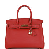 Hermes Birkin 30 Rouge Garance Togo Gold Hardware