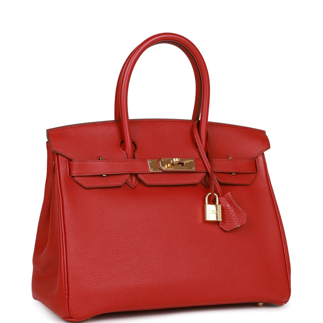 Hermes Birkin 30 Rouge Garance Togo Gold Hardware