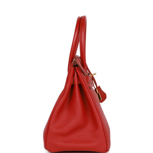 Hermes Birkin 30 Rouge Garance Togo Gold Hardware