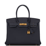 Hermes Birkin 30 Bleu Nuit Togo Gold Hardware