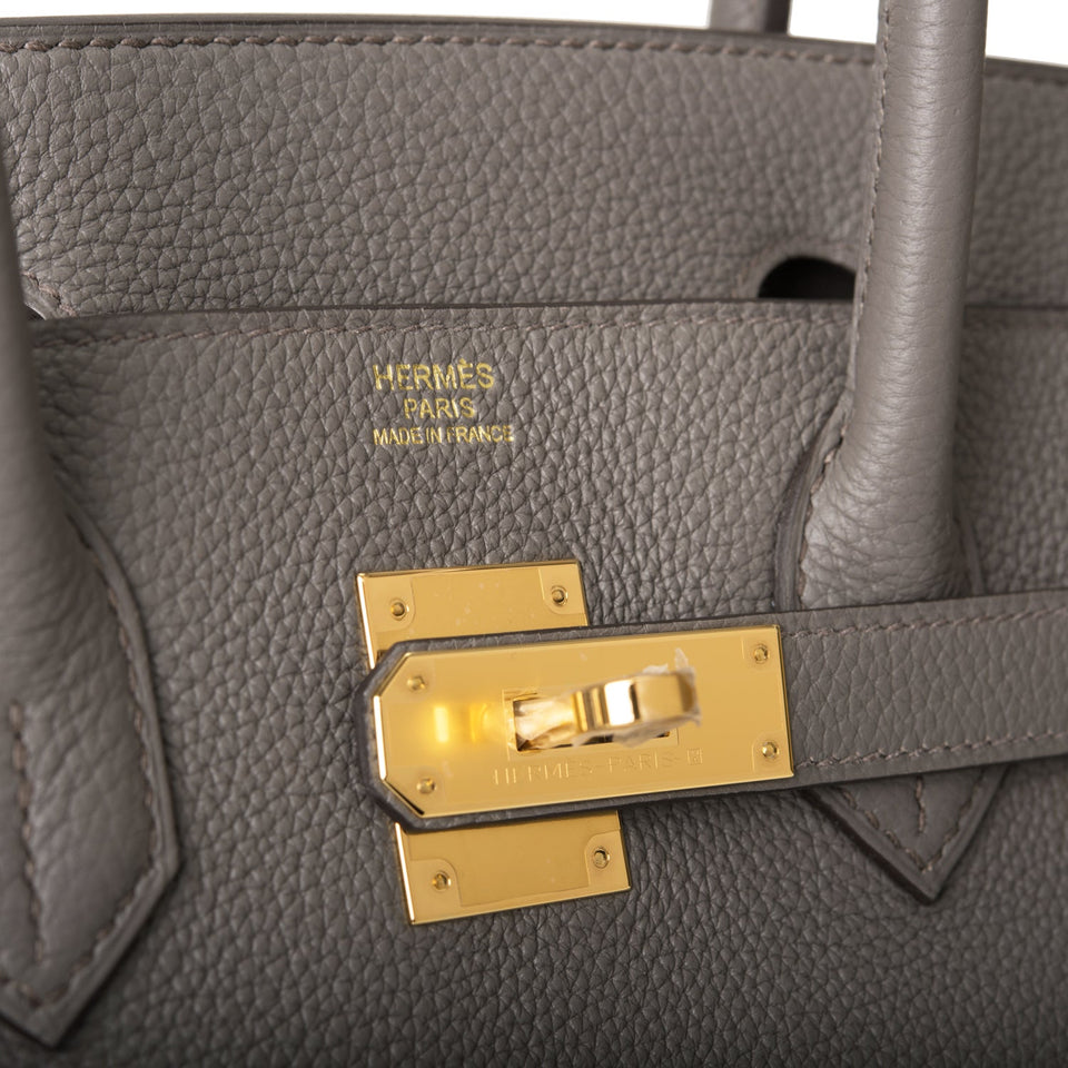 Hermes Birkin 30 Etain Togo Gold Hardware