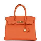 Hermes Birkin 30 Orange Clemence Gold Hardware