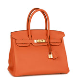 Hermes Birkin 30 Orange Clemence Gold Hardware