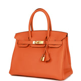 Hermes Birkin 30 Orange Clemence Gold Hardware