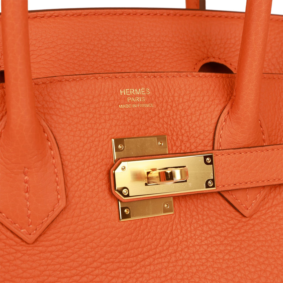 Hermes Birkin 30 Orange Clemence Gold Hardware