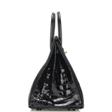 Hermes Birkin 35 Black Shiny Porosus Crocodile Gold Hardware