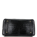 Hermes Birkin 35 Black Shiny Porosus Crocodile Gold Hardware