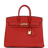 Hermes Birkin 25 Rouge Vif Togo Gold Hardware