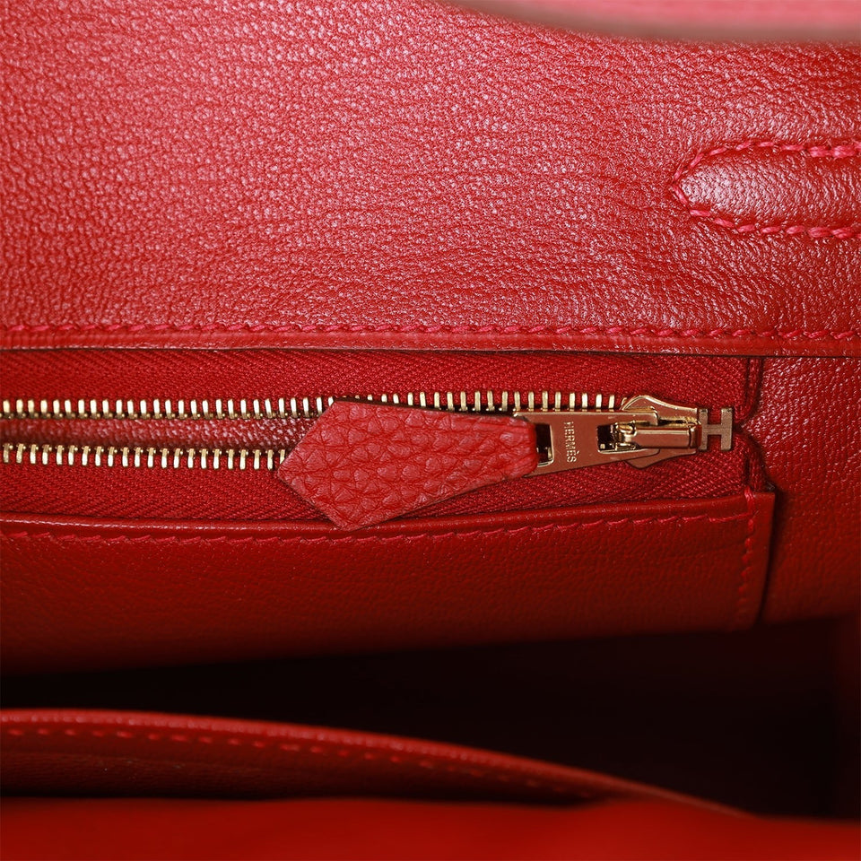 Hermes Birkin 25 Rouge Vif Togo Gold Hardware