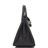 Hermes Birkin 25 Black Ostrich Rose Gold Hardware