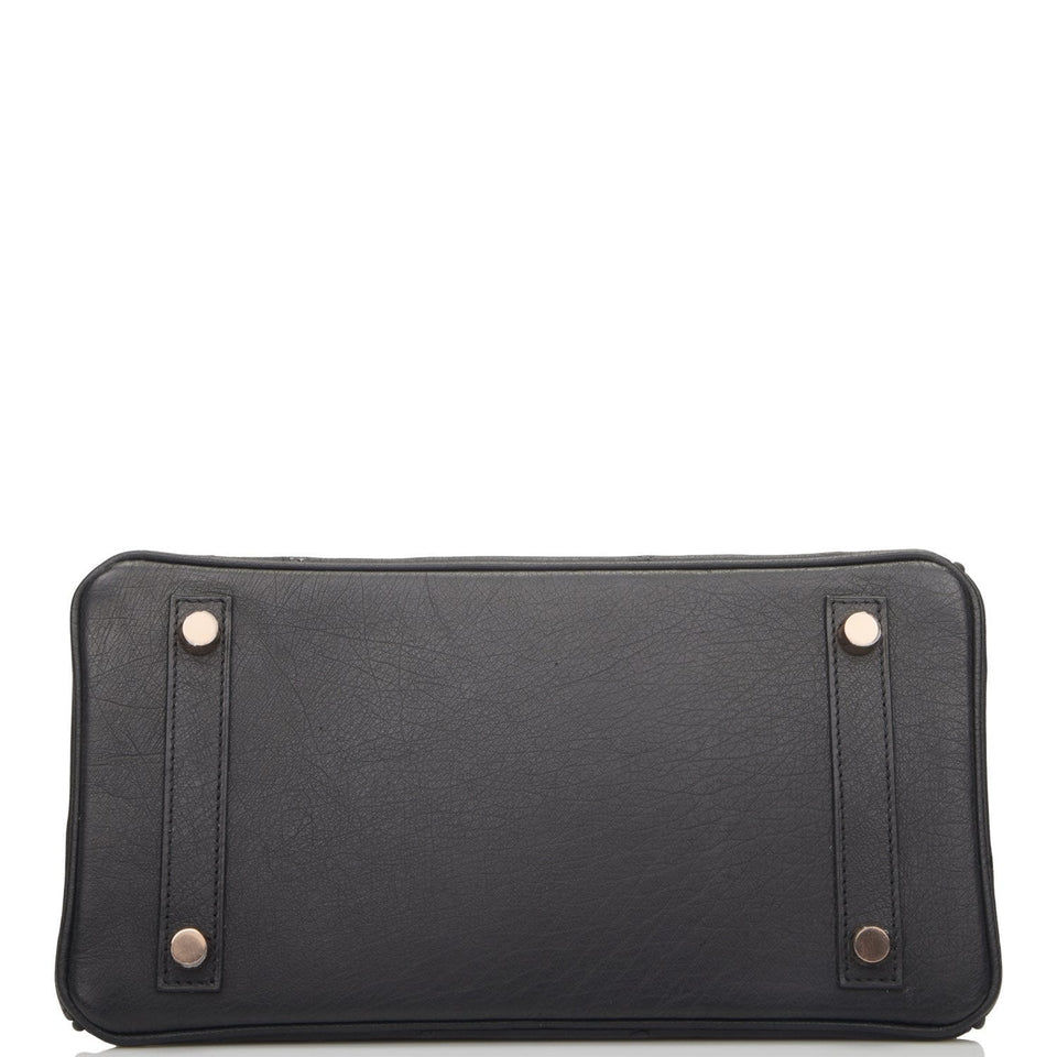 Hermes Birkin 25 Black Ostrich Rose Gold Hardware