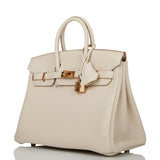 Hermes Birkin 25 Craie Togo Rose Gold Hardware