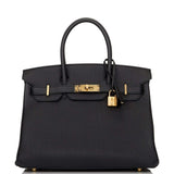 Hermes Birkin 30 Black Togo Gold Hardware