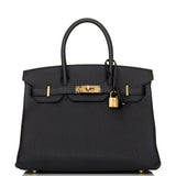 Hermes Birkin 30 Black Togo Gold Hardware