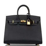 Hermes Birkin Sellier 25 Black Madame Gold Hardware