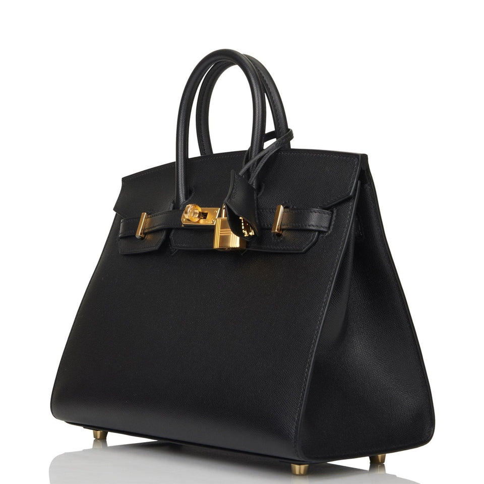 Hermes Birkin Sellier 25 Black Madame Gold Hardware