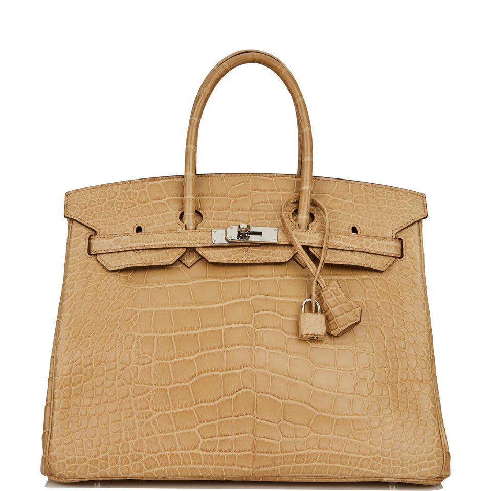 Hermes Birkin 35 Poussiere Matte Alligator Palladium Hardware