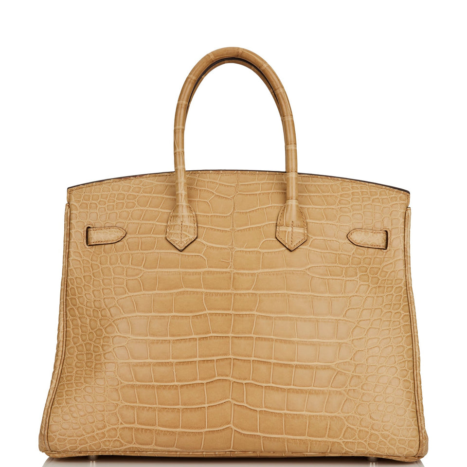 Hermes Birkin 35 Poussiere Matte Alligator Palladium Hardware