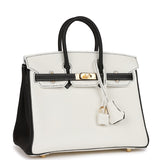 Hermes Special Order (HSS) Birkin 25 White and Black Clemence Gold Hardware