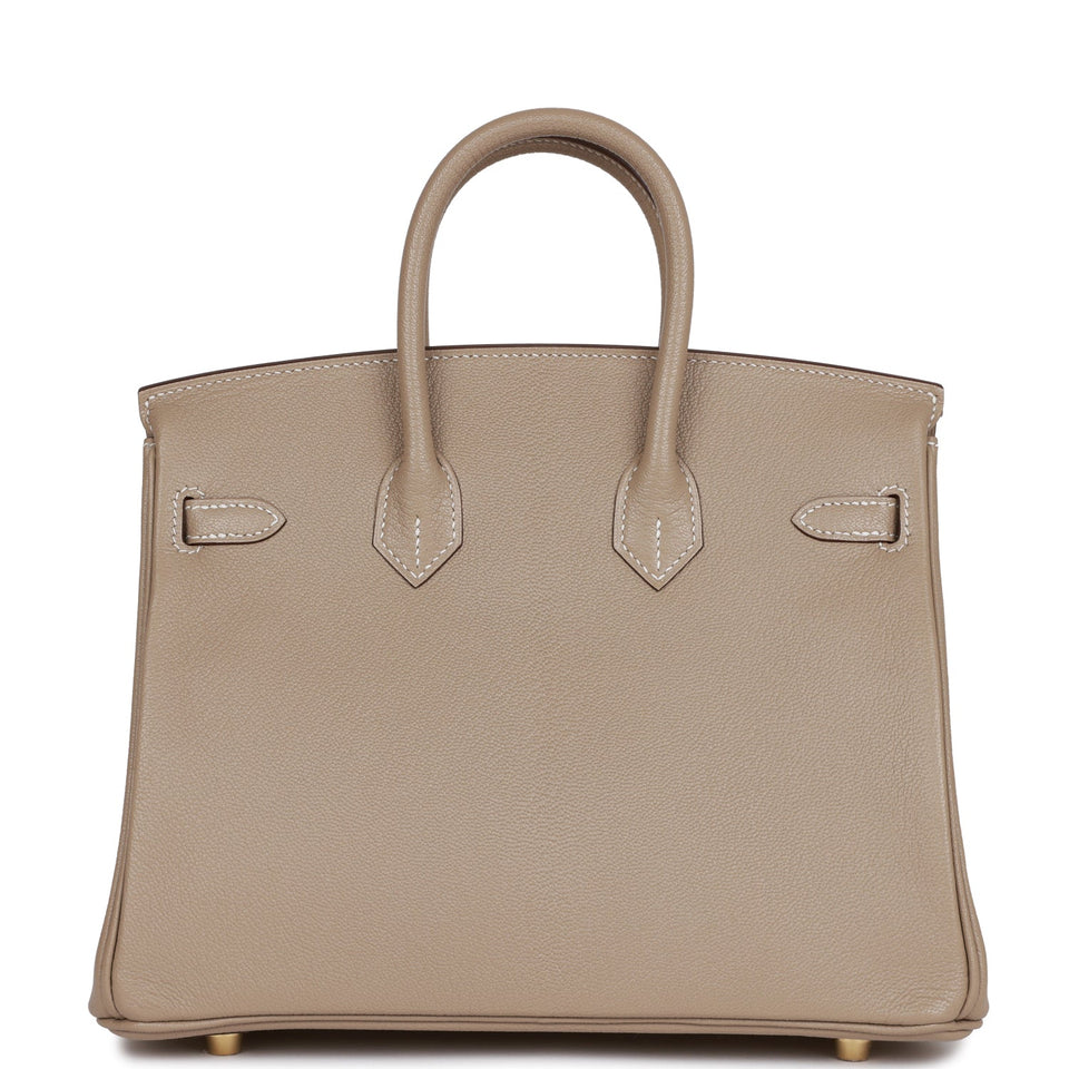 Hermes Special Order (HSS) Birkin 25 Gris Tourterelle Verso Chevre Brushed Gold Hardware