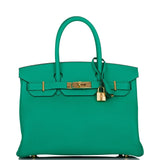 Hermes Birkin 30 Menthe Clemence Gold Hardware