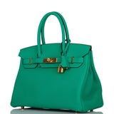 Hermes Birkin 30 Menthe Clemence Gold Hardware