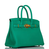 Hermes Birkin 30 Menthe Clemence Gold Hardware