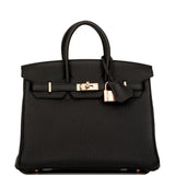 Hermes Birkin 25 Black Togo Rose Gold Hardware