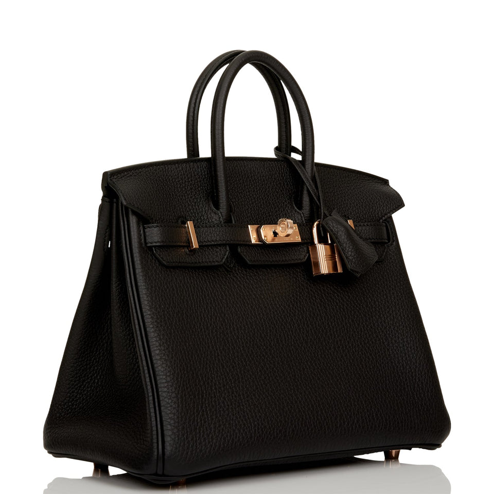Hermes Birkin 25 Black Togo Rose Gold Hardware