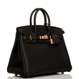 Hermes Birkin 25 Black Togo Rose Gold Hardware