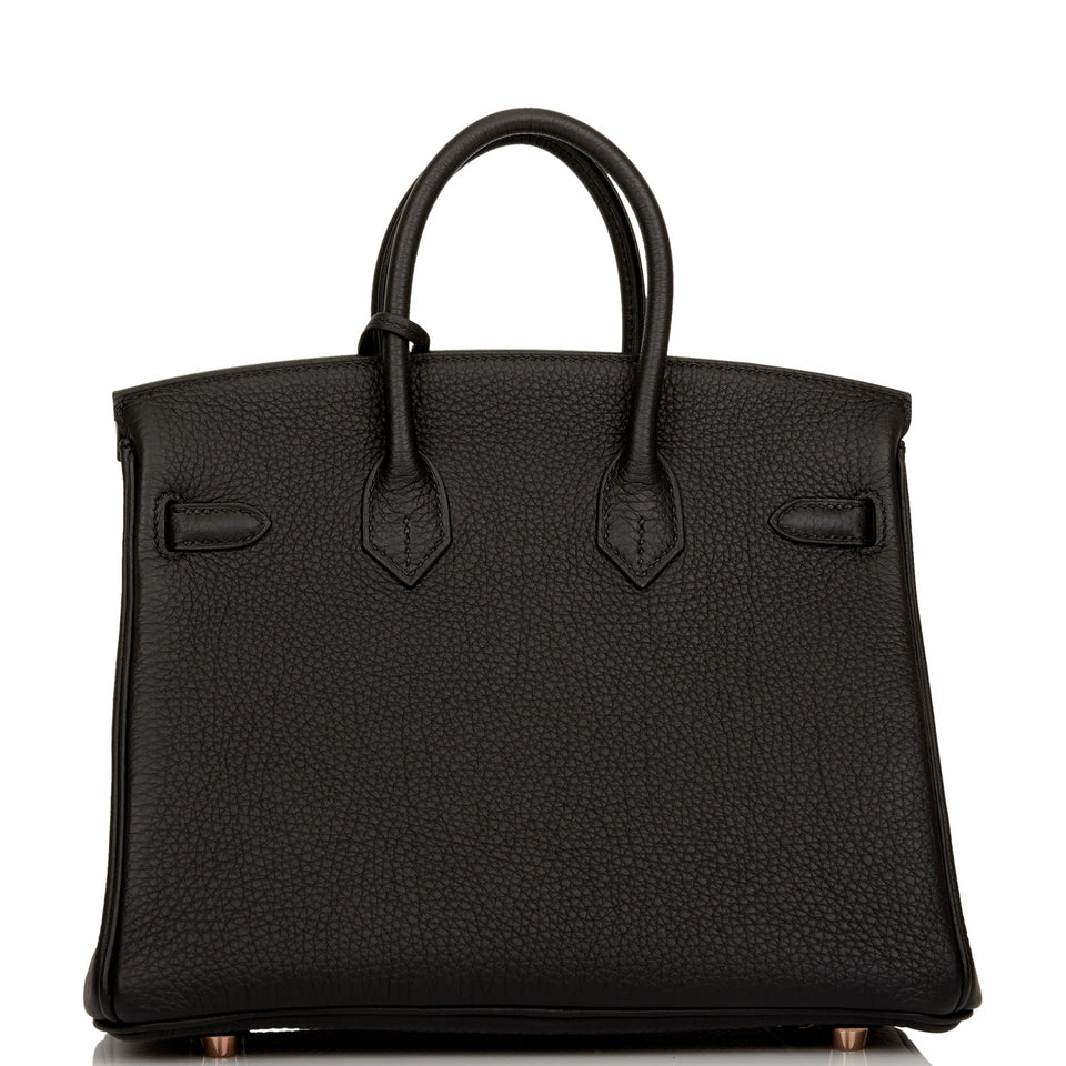 Hermes Birkin 25 Black Togo Rose Gold Hardware