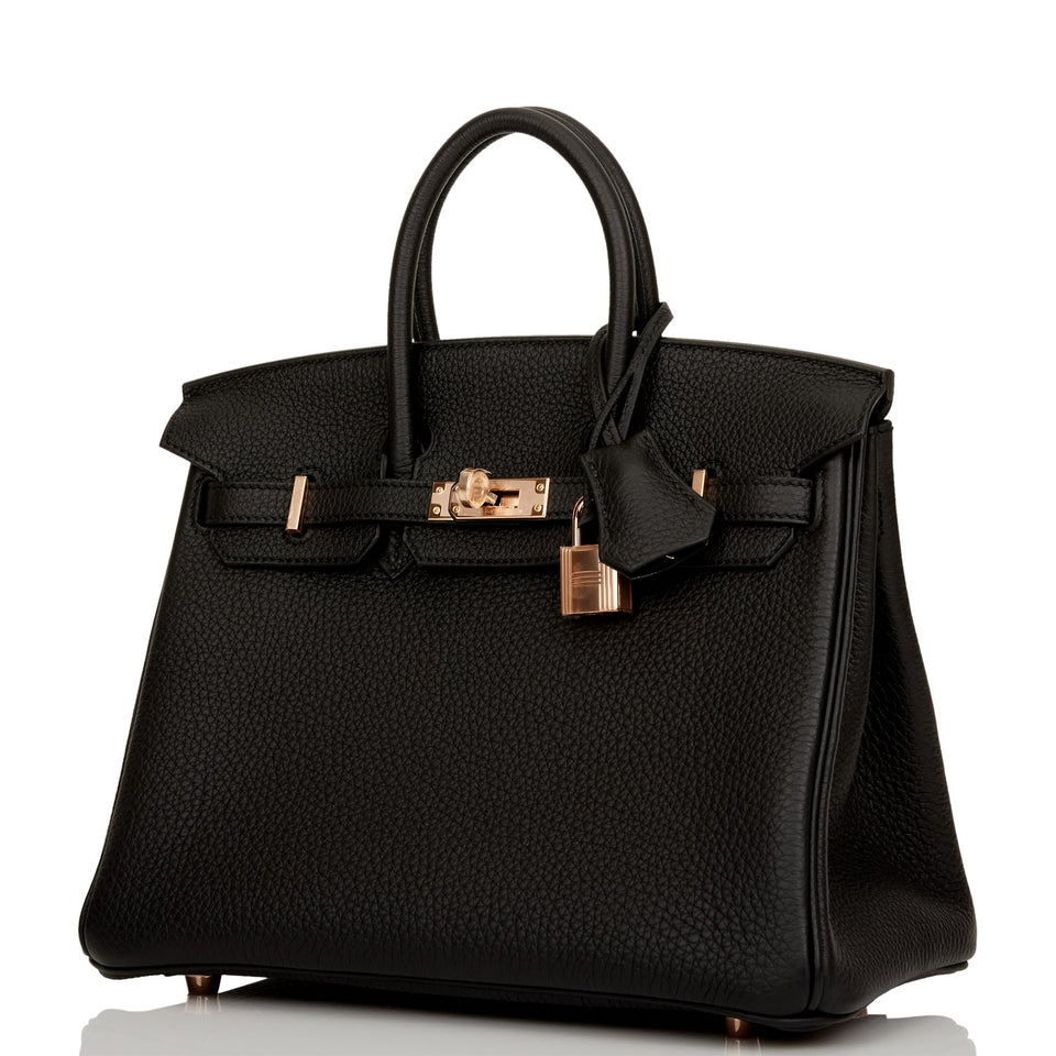 Hermes Birkin 25 Black Togo Rose Gold Hardware