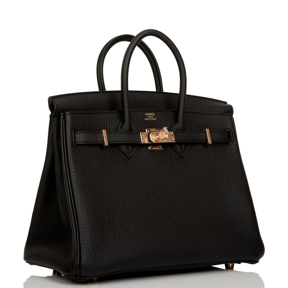 Hermes Birkin 25 Black Togo Rose Gold Hardware