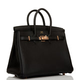 Hermes Birkin 25 Black Togo Rose Gold Hardware