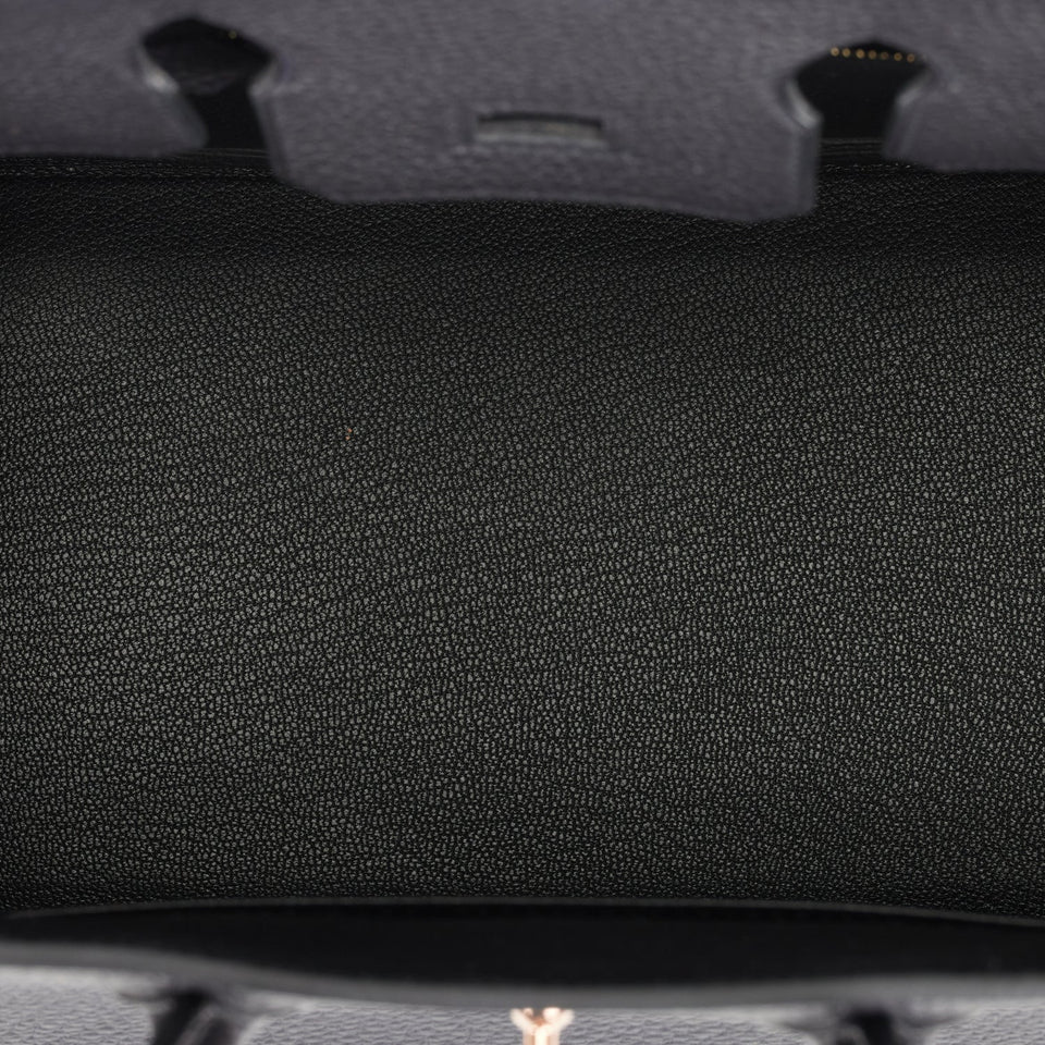 Hermes Birkin 25 Black Togo Rose Gold Hardware