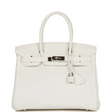 Hermes Birkin 30 White Clemence Palladium Hardware