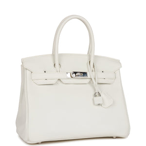 Hermes Birkin 30 White Clemence Palladium Hardware