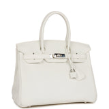 Hermes Birkin 30 White Clemence Palladium Hardware