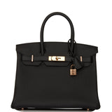 Hermes Birkin 30 Black Togo Rose Gold Hardware