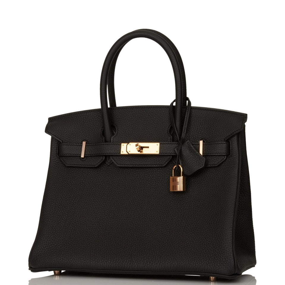 Hermes Birkin 30 Black Togo Rose Gold Hardware