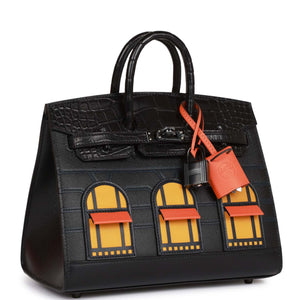 Hermes Sac Faubourg Birkin 20 So Black Matte Alligator Black Hardware