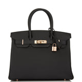 Hermes Birkin 30 Black Togo Rose Gold Hardware