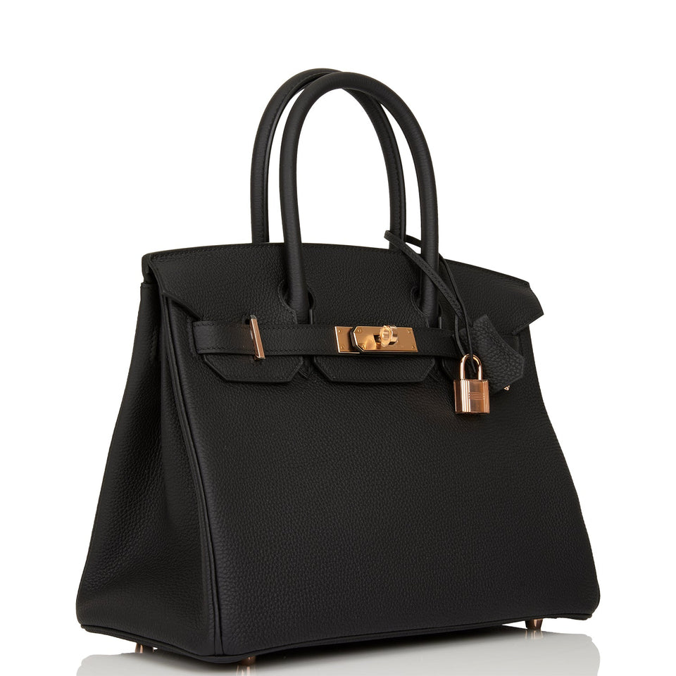 Hermes Birkin 30 Black Togo Rose Gold Hardware