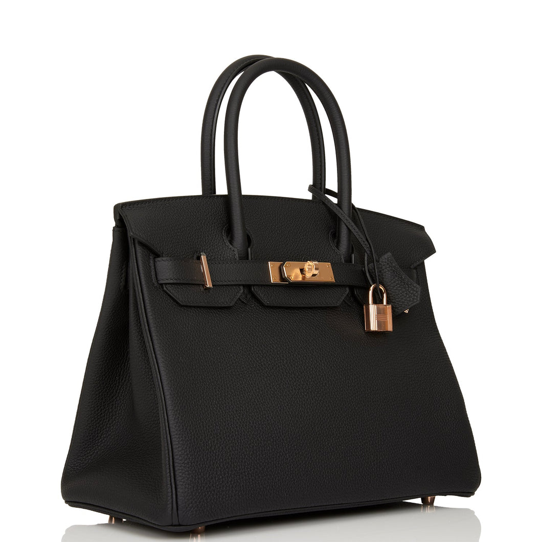 Hermes Birkin 30 Black Togo Rose Gold Hardware