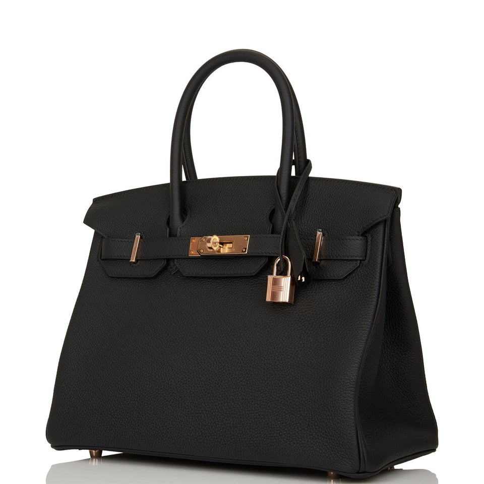 Hermes Birkin 30 Black Togo Rose Gold Hardware