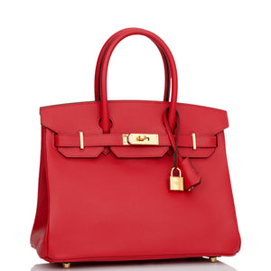 Hermes Birkin 30 Rouge Casaque Epsom Gold Hardware