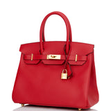 Hermes Birkin 30 Rouge Casaque Epsom Gold Hardware