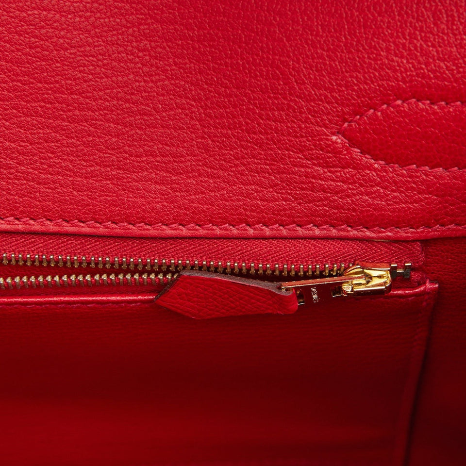 Hermes Birkin 30 Rouge Casaque Epsom Gold Hardware