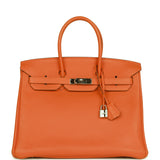 Hermes Birkin 35 Orange H Clemence Palladium Hardware - Remaining Payment for TJ